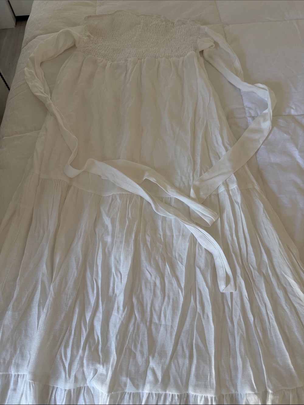 SHEIN White Strapless Tiered Maxi Dress